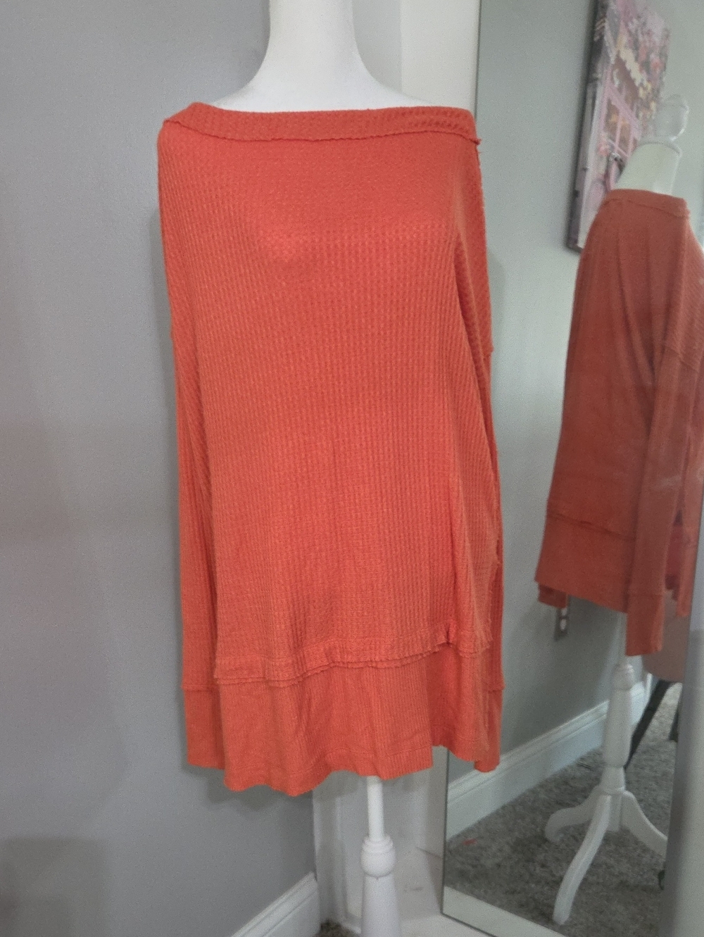 We The Free Coral Orange Long Oversized Sweater